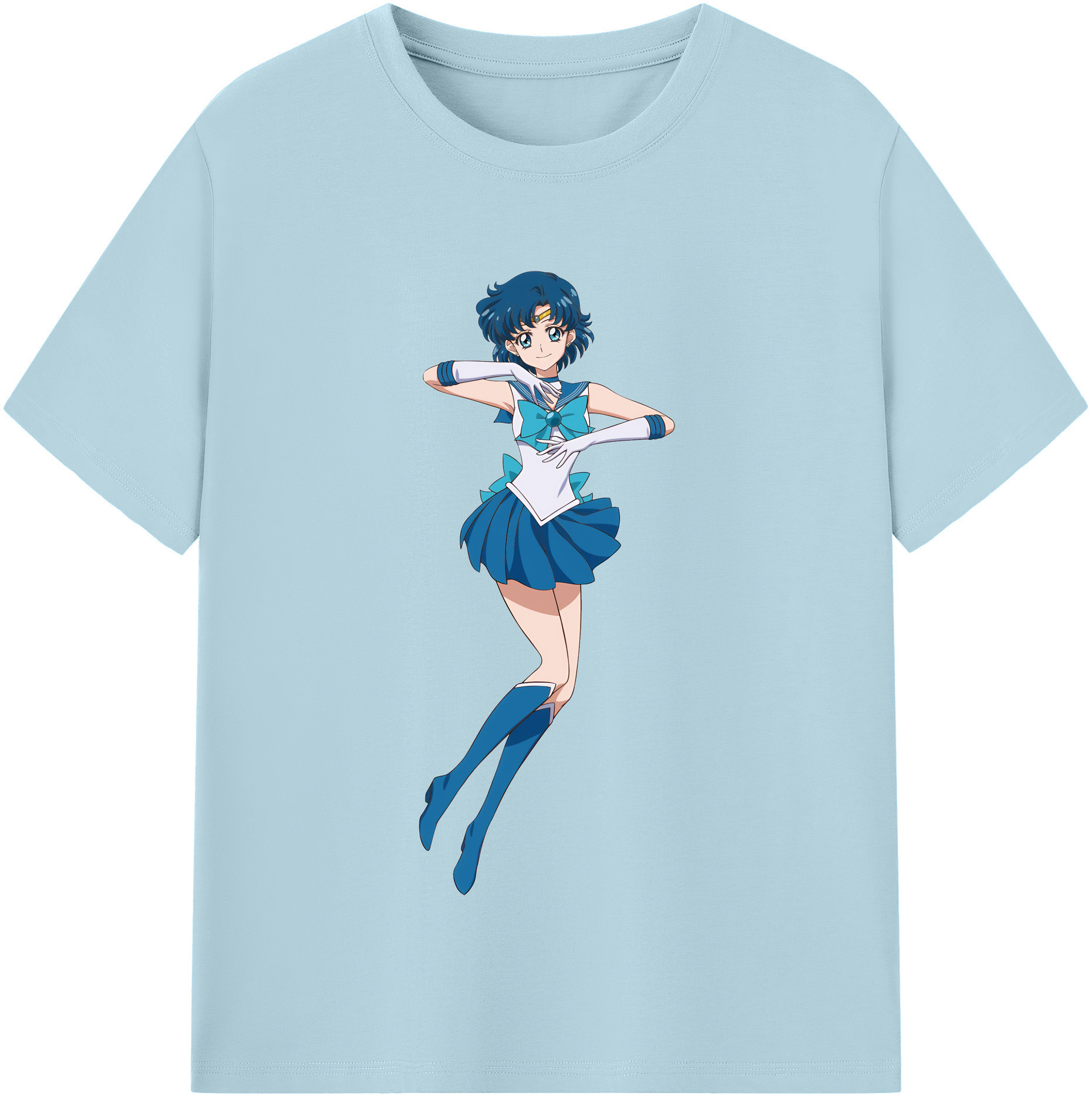 （画像用） 美少女戦士セーラームーン 水野 亜美 みずの あみ Sailor Moon Mizuno Ami 綿100％半袖Tシャツ（フロントプリント）